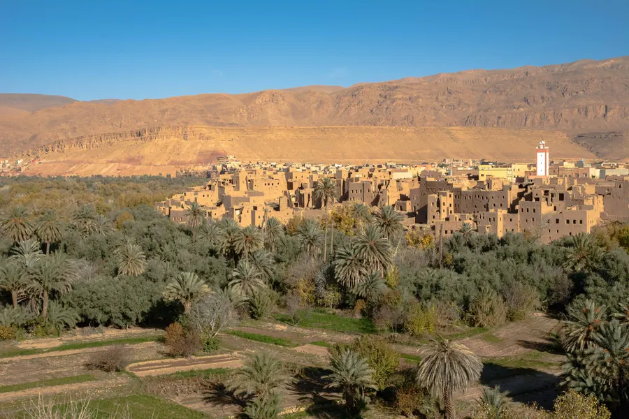 The Tinghir palm oasis below the mountains of southern Morocco