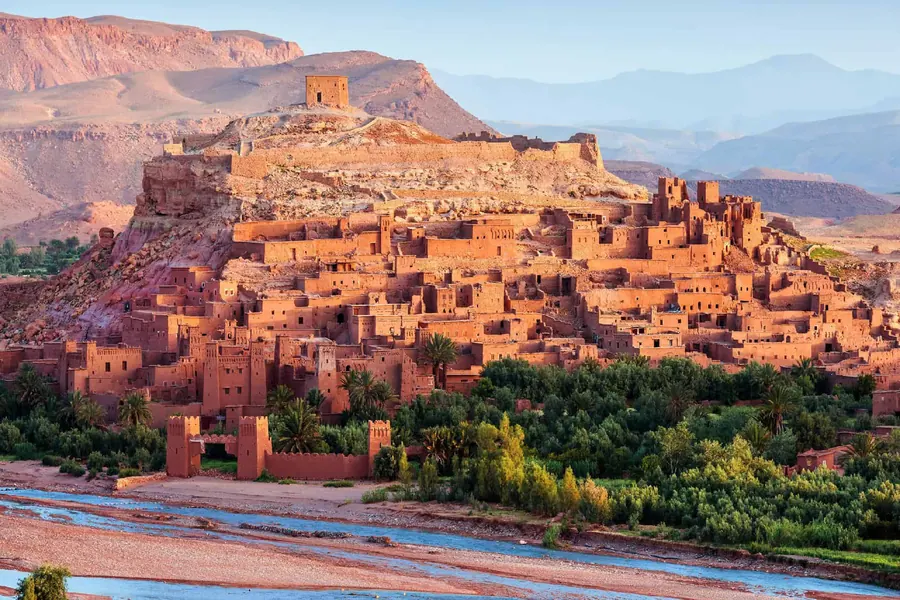 The earthen ksar of Aït Benhaddou rising above the Ounila river