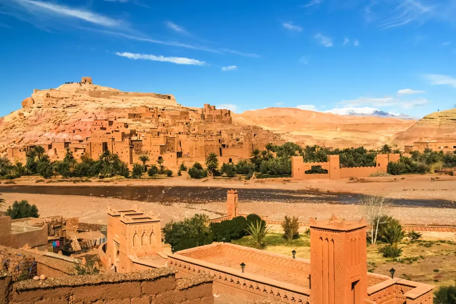 Panoramic view of the fortified village of Aït Benhaddou