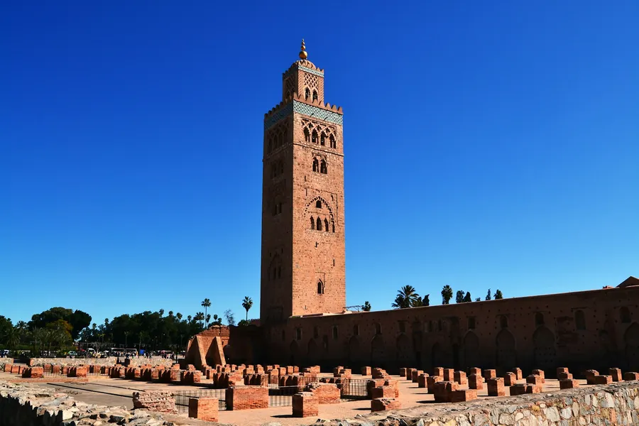 The Koutoubia minaret rising above the gardens of Marrakech